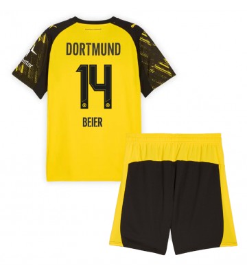 Borussia Dortmund Maximilian Beier #14 Hjemmebanetrøje Børn 2025-26 Kortærmet (+ Korte bukser)